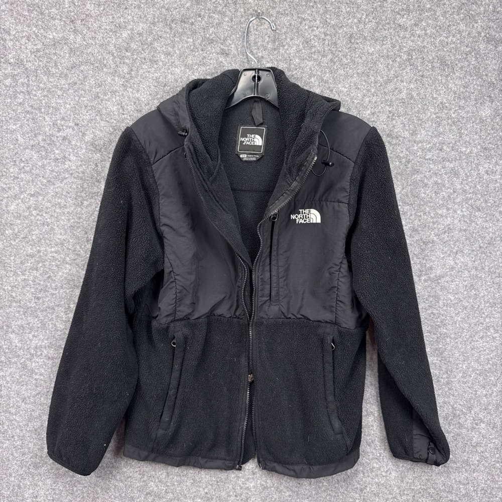 The North Face Denali Hoodie Womens Medium Black Polartec Fleece Jacket Full Zip
